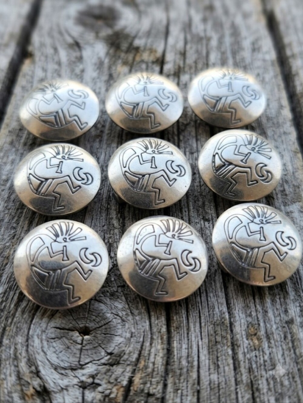 Sterling Silver Set of 9 Kokopelli Button Covers
